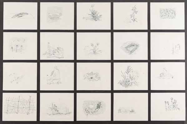 Giacomo Manz&#249; - Studi preparatori per i disegni del Frontespizio