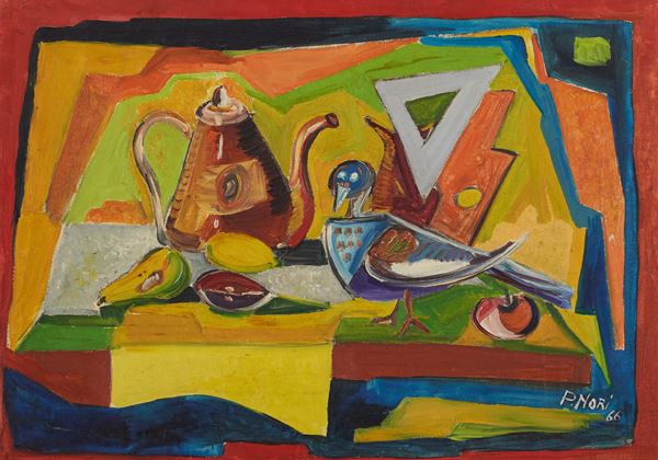 P. Nori : Composizione  (1966)  - Olio su tela - Asta Arte Moderna e Contemporanea, '800 e'900	 - Fabiani Arte