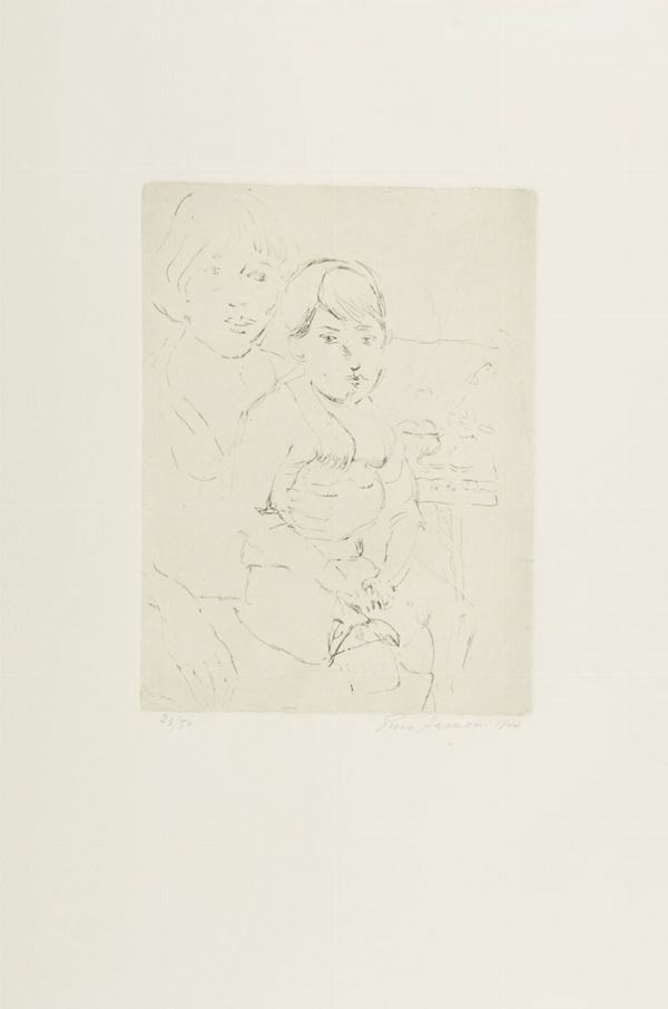 Enzo Faraoni : Donna con bambino  (1977)  - Asta Arte Moderna e Contemporanea - Fabiani Arte