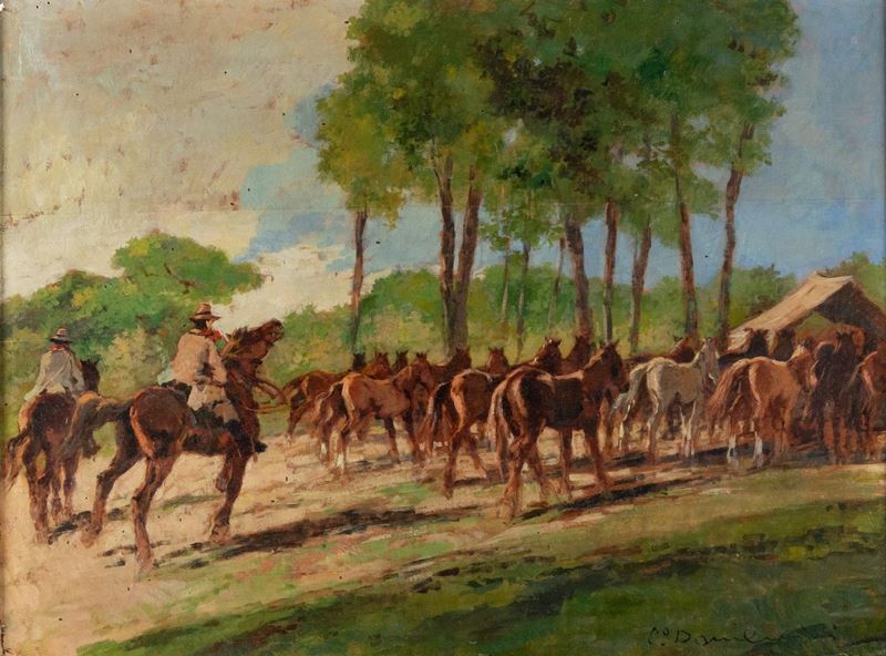 Carlo Domenici - Butteri con Mandria di Cavalli