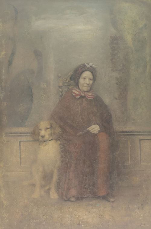 Boris Zaborov : La Vielle Dame avec le chien  (1986)  - Acrilico su tela - Asta Arte Moderna e Contemporanea, '800 - '900 e Grafica Internazionale - Fabiani Arte