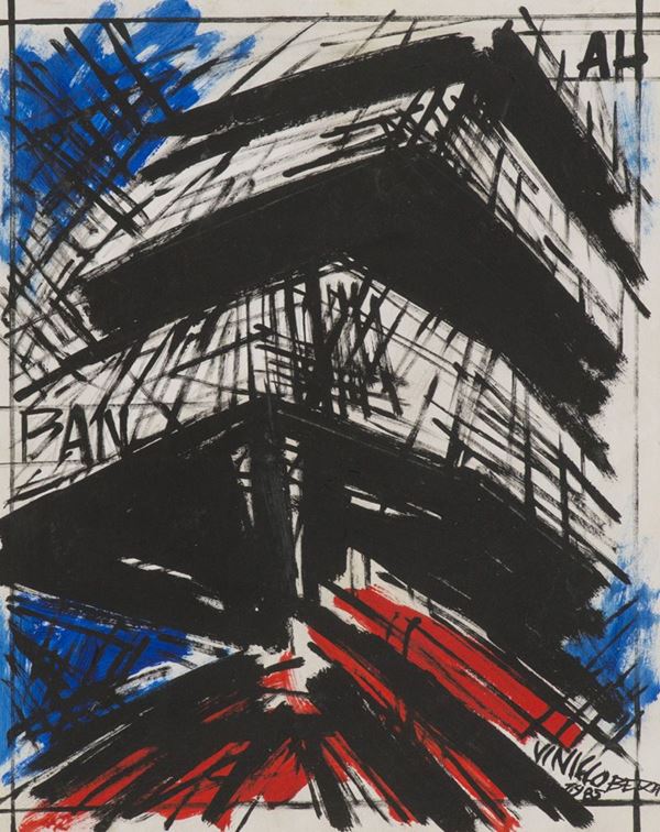 Vinicio Berti : AH - Ban  (1985)  - Tempera sintetica su cartone - Asta  Arte Moderna e Contemporanea,  '800  e  '900 - Fabiani Arte