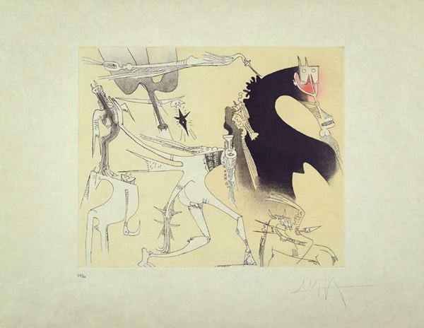 Wilfred Lam : Senza titolo  (1979)  - Acquaforte e acquatinta di cm. 33x39,5 - Asta Asta 86 di Arte Moderna e Contemporanea - Fabiani Arte