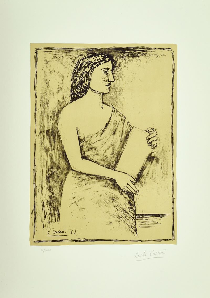 Carlo Carrà - Donna con Libro