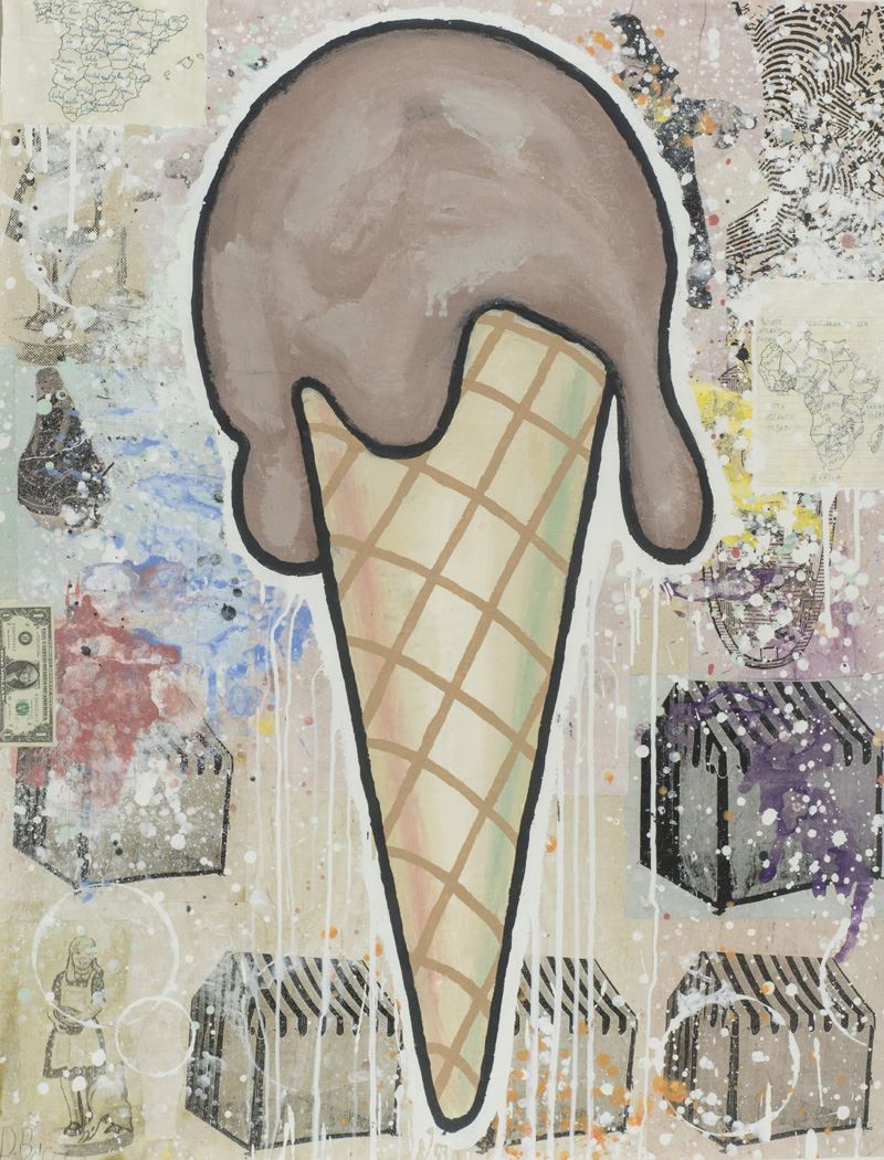 Donald Baechler - Chocolate Cone With Maps