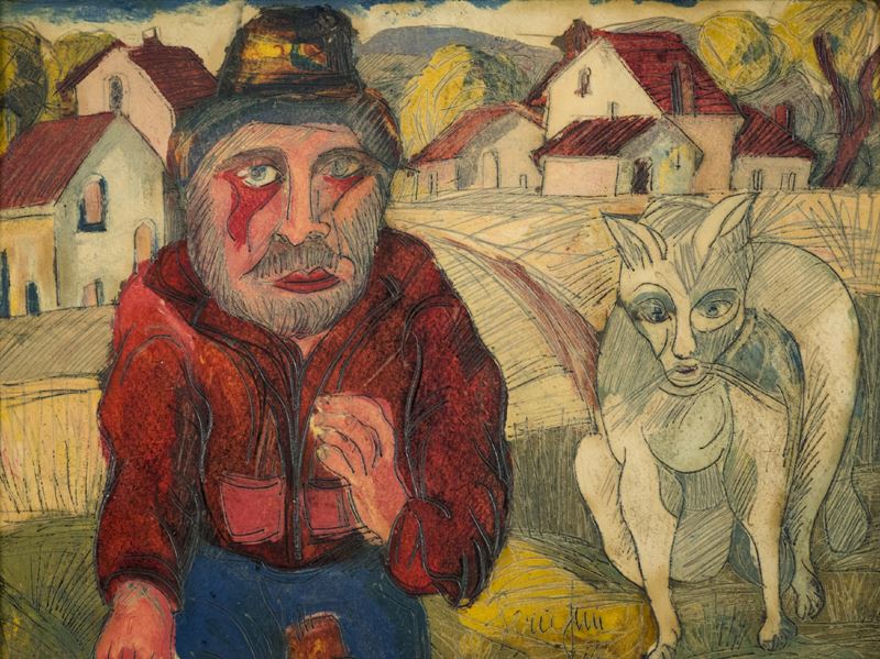 Giuseppe Serafini - Il Vecchio Contadino Col Gatto