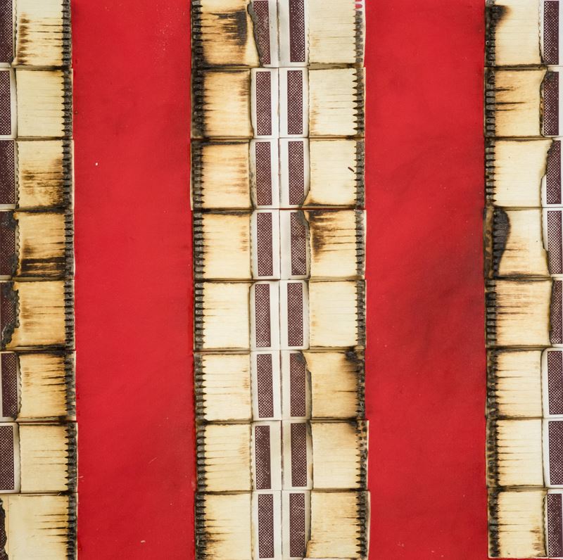 Bernard Aubertin - Dessin De Feu Sur Table Rouge