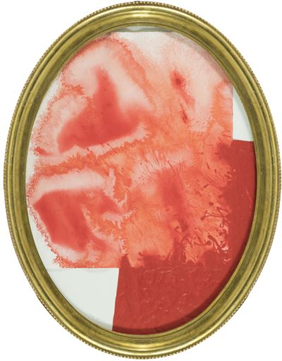 Quadrato Rosso Organico in Ovale Dorato