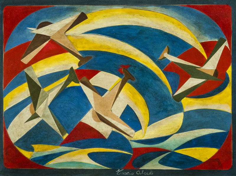 Tazio Alcedi - Aereo Pittura Futurista - Attacco Aereo