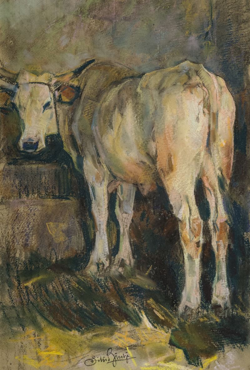 Silvio Bicchi - Mucca alla Mangiatoia