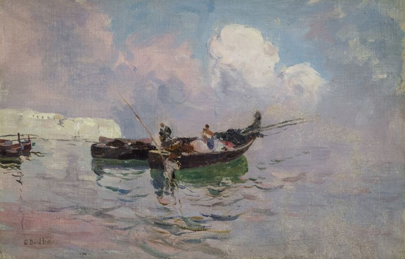 Eduardo dal Bono - Barche con Pescatori