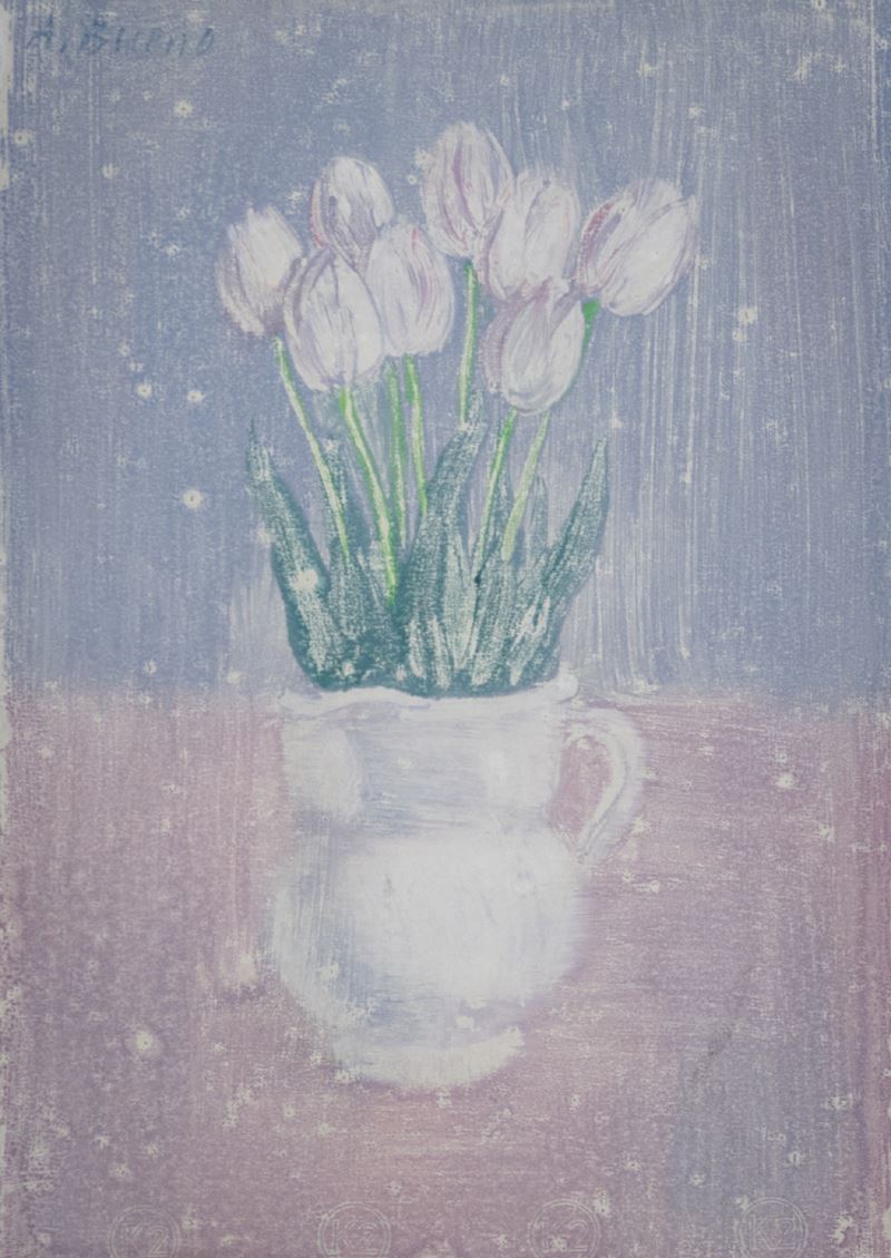 Antonio Bueno - Tulipani su Fondo Azzurro