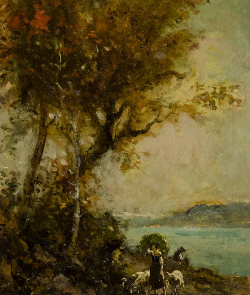 Alberto Bianchi - Paesaggio con Figure e Pecore