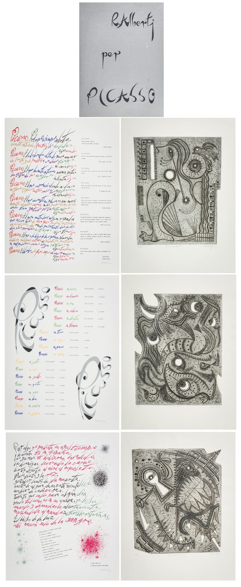 Raphael Alberti - Per -picasso - Amor Delirio Destruccion - Poesias Y Grabados