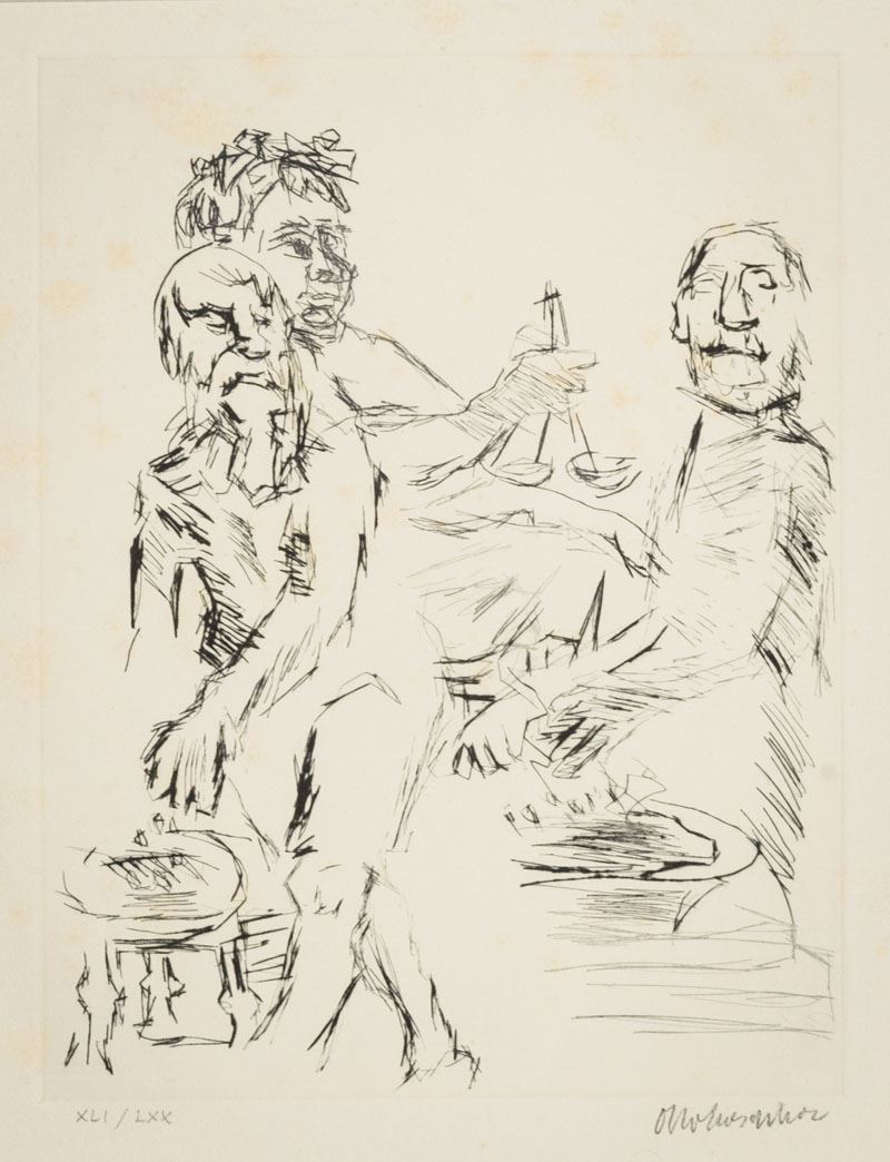 Oskar Kokoschka - Dionysos, Aischylos Und Euripides Opfern Vor Dem Wettkampf