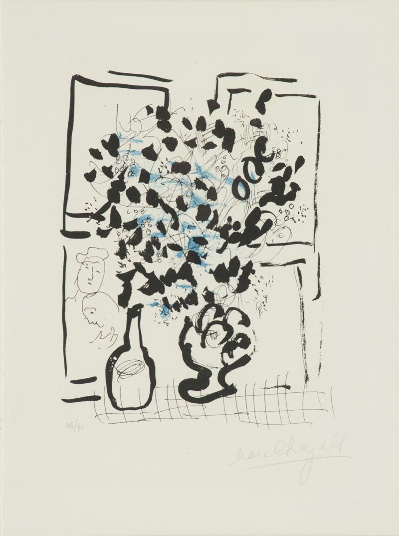 Marc Chagall - Le Bouquet Noir Et Bleu