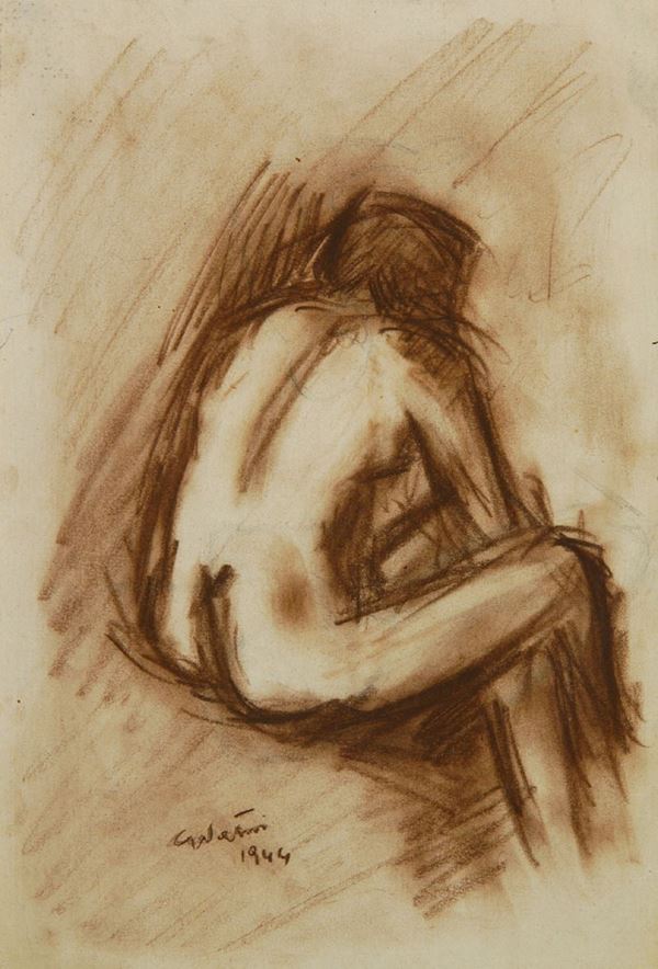 Gualtiero Nativi : Nudo di donna  (1944)  - Pastello su carta intelata - Asta Arte Moderna e Contemporanea, '800 e'900 - Fabiani Arte