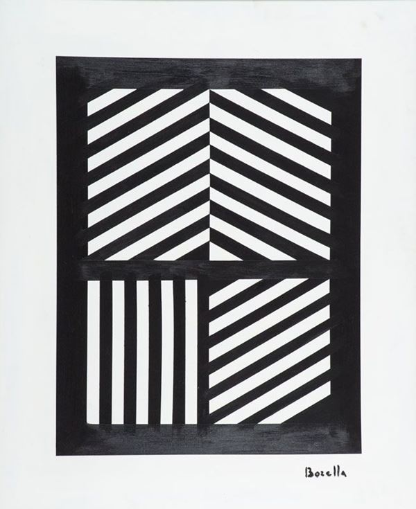 Rocco Borella : Guard Rail  (1970)  - Olio su faesite  - Asta Asta di Arte Moderna e Contemporanea '800 e '900	 - Fabiani Arte