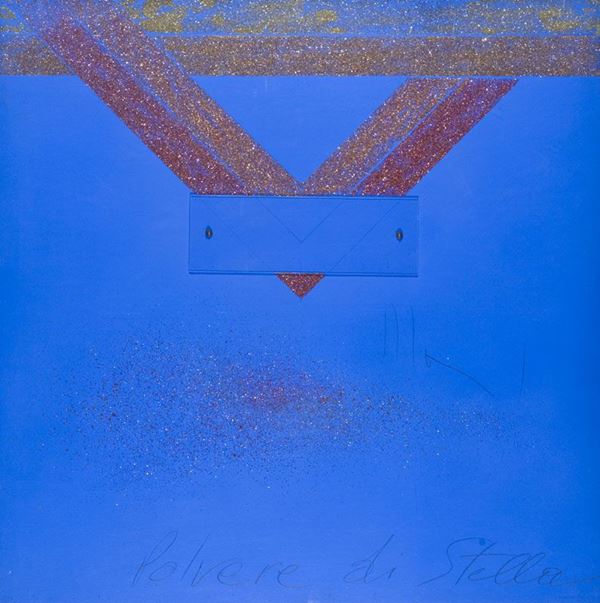 Aldo Mondino : Polvere di stelle  (1965)  - Olio, glitter e plexiglas su tela - Asta Arte Moderna e Contemporanea, '800 e'900 - Fabiani Arte