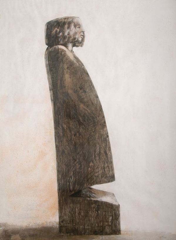 Giuliano Vangi - Donna in piedi (Studio per legno policromo)