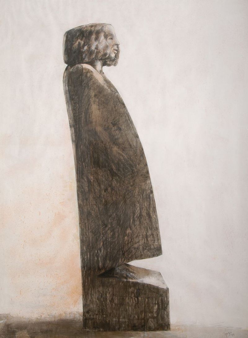 Giuliano Vangi - Donna in Piedi (studio per Legno Policromo)
