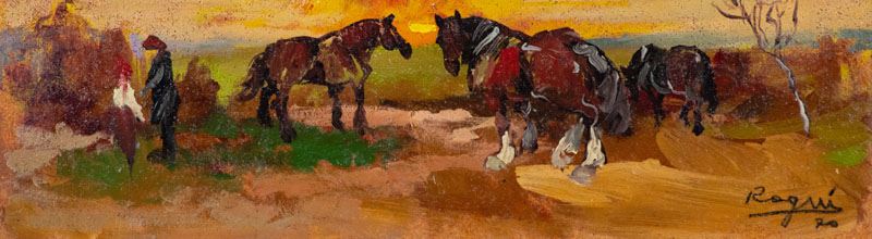 Basso Ragni - Paesaggio con Cavalli e Figure