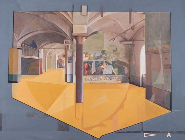 Andrea Vizzini : Progetto per installazione pavimento giallo  (1993)  - Asta Asta a tempo di Arte Moderna e Contemporanea - Fabiani Arte