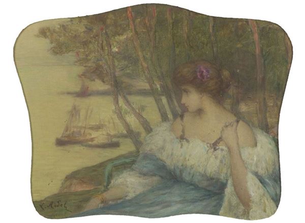 Louis Ridel - Paesaggio con figura femminile