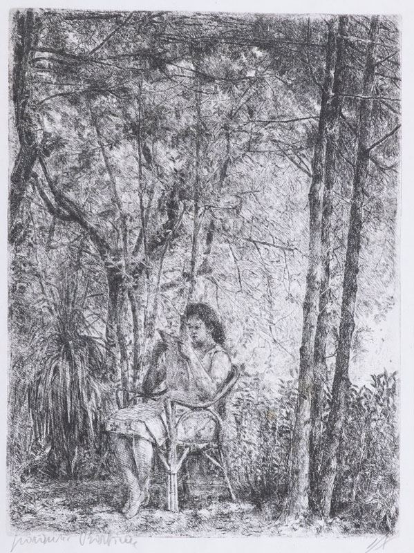 Giovanni Barbisan - Donna che Legge in Giardino