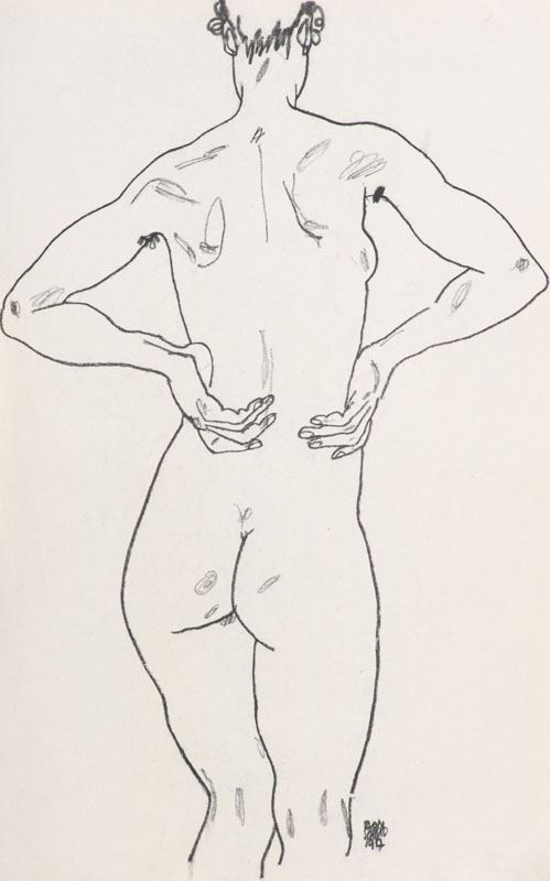 Egon Schiele - Weiblicher Ruckenakt