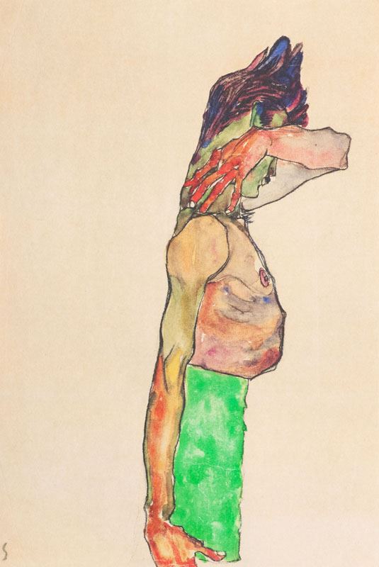 Egon Schiele - Madchen mit grunem Rock