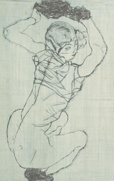 Knieendes Madchen