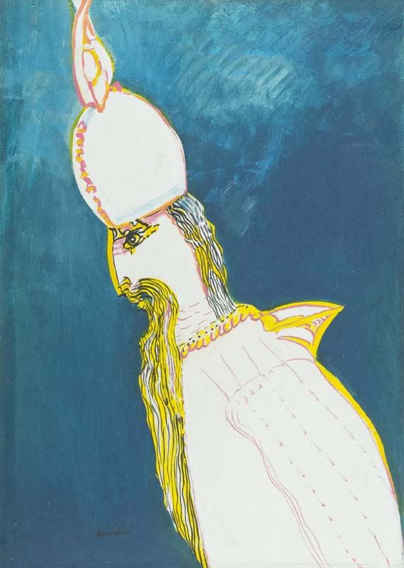 Remo Brindisi : Figura  (1974)  - Tempera su carta applicata su tela - Asta Arte Moderna e Contemporanea, '800 - '900 e Grafica Internazionale - Fabiani Arte