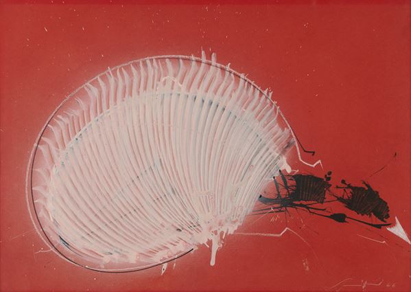 Emilio Scanavino : Senza titolo  (1966)  - Olio e tecnica mista su cartoncino intelato - Asta Arte Moderna e Contemporanea, '800 e'900 - Fabiani Arte