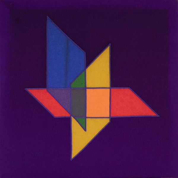 Luigi Veronesi : Satellite  (anni '80)  - Ricamo su feltro - Asta Arte Moderna e Contemporanea, '800 e'900 - Fabiani Arte