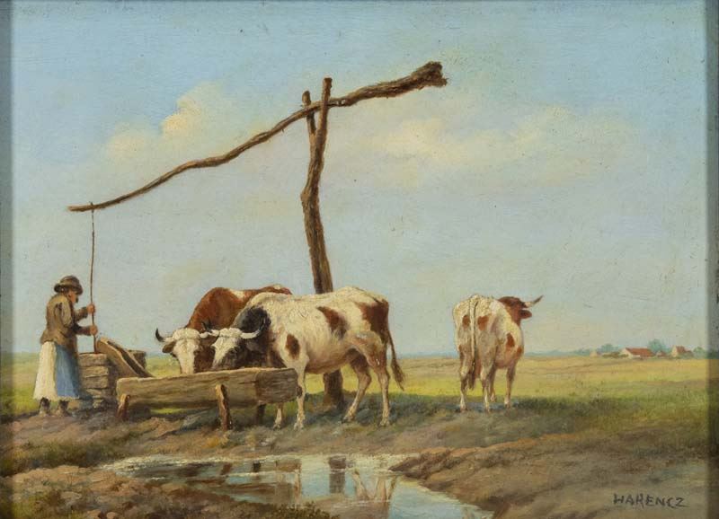 Joseph Harencz - Buoi All'abbeveratoio