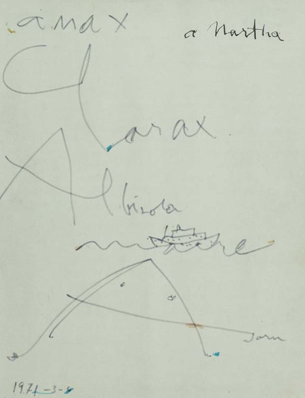 Asger Jorn : A Martina  (1971)  - Pennarello su carta - Asta Asta di Arte Moderna e Contemporanea '800 e '900	 - Fabiani Arte