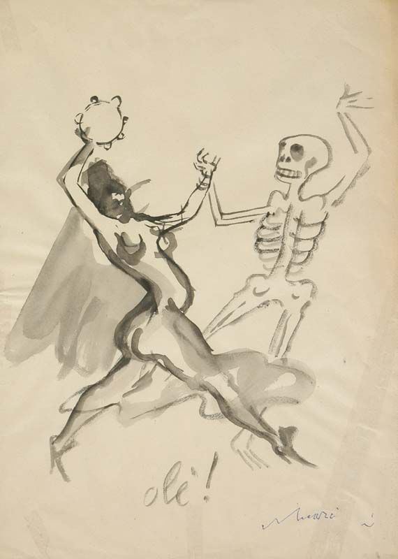 Mino Maccari : Ol&#232;  (1937)  - Acquerello su carta - Asta Arte Moderna e Contemporanea, '800 e'900 - Fabiani Arte