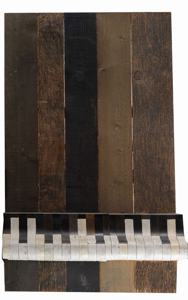 Mario Ceroli : Pianoforte  (anni '80)  - Assemblaggio in legno dipinto - Asta Arte Moderna e Contemporanea, '800 e'900 - Fabiani Arte