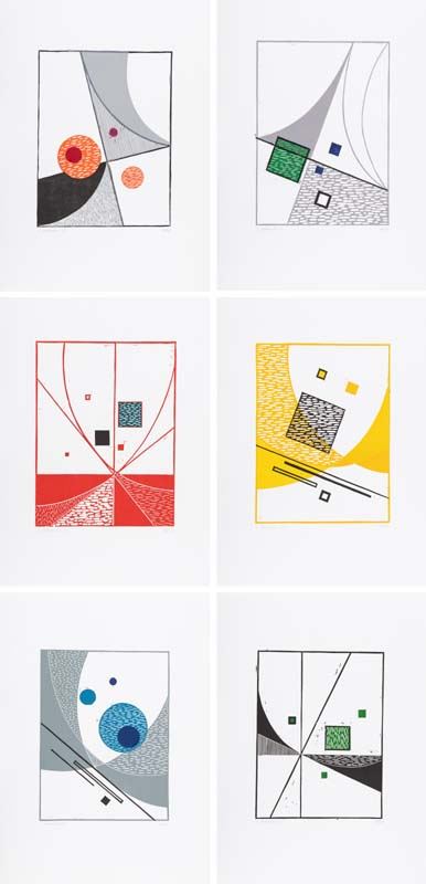 Luigi Veronesi : Senza titolo  (1975)  - Cartella contenente 6 linoleumgrafie su carta - Asta Asta di Arte Moderna e Contemporanea - dipinti, disegni e multipli - Fabiani Arte