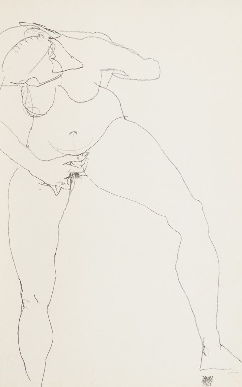 Egon Schiele - Stehnde Frau Masturbierend