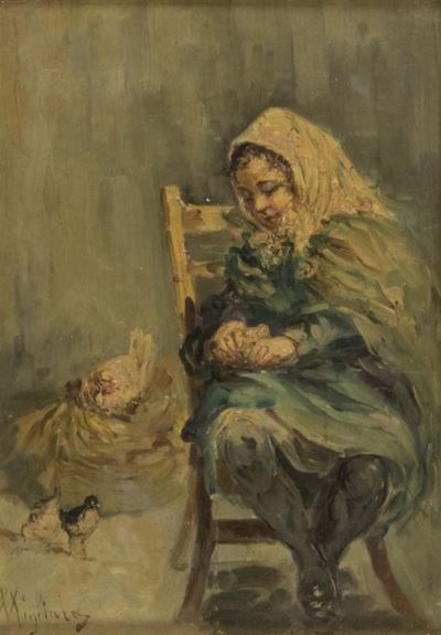 Bambina e Pulcini