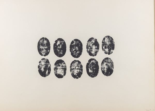 Turi Simeti : 10 ovali neri  (1965)  - Smalto su carta - Asta Arte Moderna e Contemporanea - inizio Asta ore 15,30 - Fabiani Arte