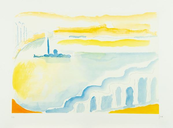 Virgilio Guidi : San Giorgio  - Litografia su carta - Asta Asta di Arte Moderna e Contemporanea - dipinti, disegni e multipli - Fabiani Arte