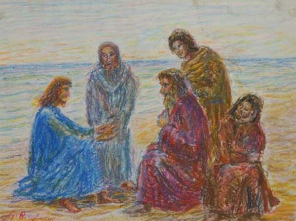 Guido Borgianni : Gesù con gli apostoli  - Asta Asta a tempo di Arte Moderna e Contemporanea - Fabiani Arte