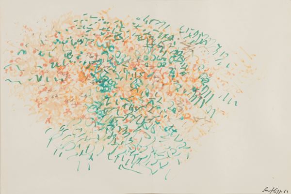 Antonio Sanfilippo : Senza titolo  (1963)  - Pennarelli su carta - Asta Arte Moderna e Contemporanea, '800 e'900	 - Fabiani Arte