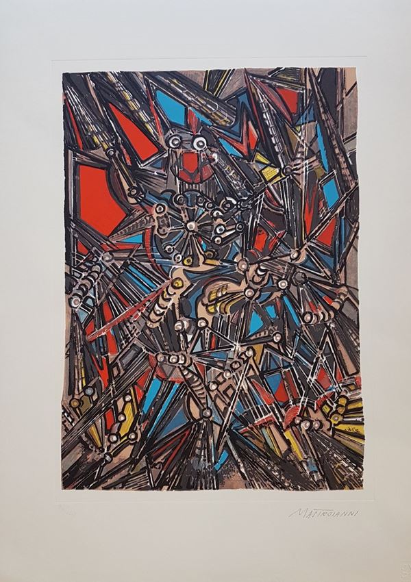Umberto Mastroianni : Senza titolo  - Litografia 8 colori e rilievi - Asta Asta a tempo di Arte Moderna e Contemporanea  - Fabiani Arte