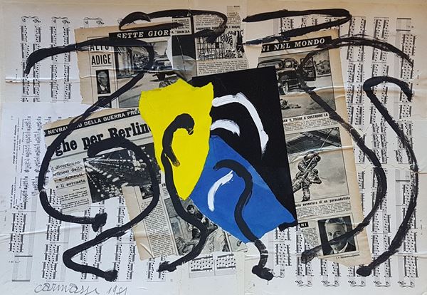 Arturo Carmassi : Senza titolo  (1981)  - Tecnica mista e collage su cartoncino, - Asta Asta a tempo di Arte Moderna e Contemporanea  - Fabiani Arte