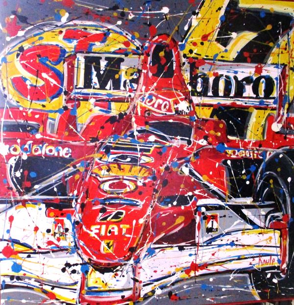 Fabrizio De Niccol&#242; Knulp : Ferrari  - Olio su tela, - Asta Asta a tempo di Arte Moderna e Contemporanea  - Fabiani Arte