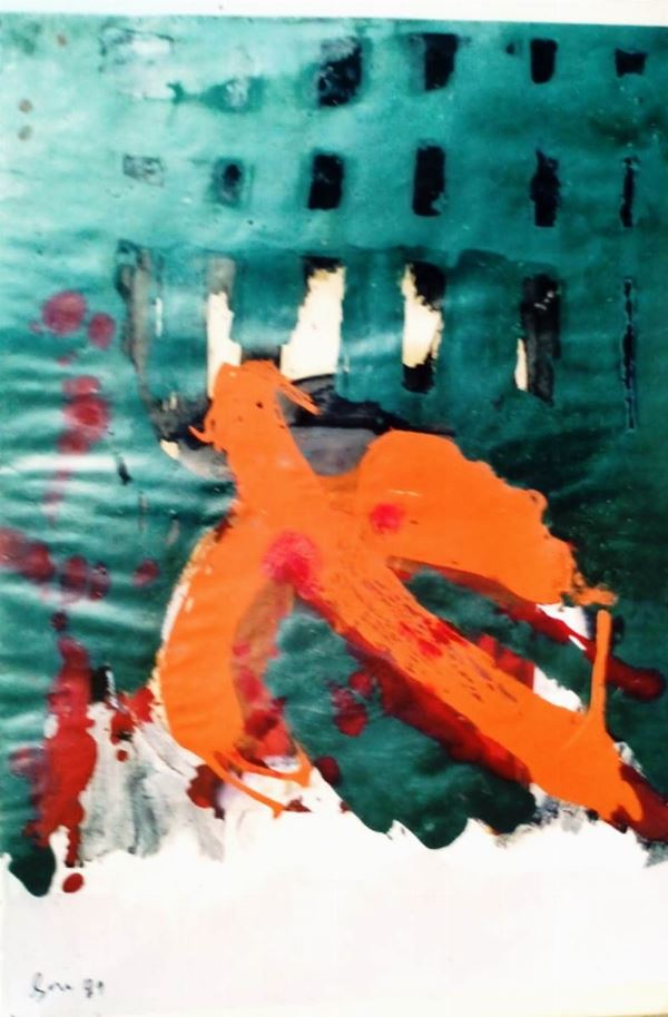 Raffele Gori : Senza titolo  (1981)  - Olio su cartoncino, - Asta Asta a tempo di Arte Moderna e Contemporanea  - Fabiani Arte
